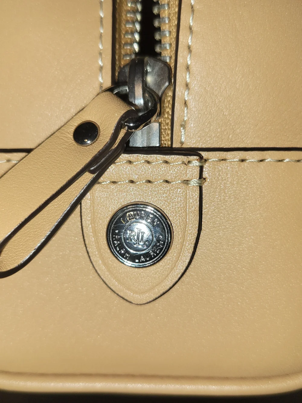 LRL Floral Canvas and Tan Leather Satchel